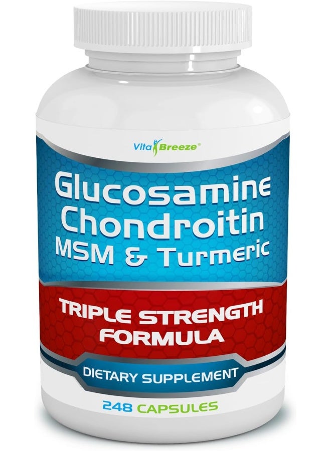 VitaBreeze Glucosamine Chondroitin Msm & Turmeric Dietary Supplement 248 Capsules  - Image 1