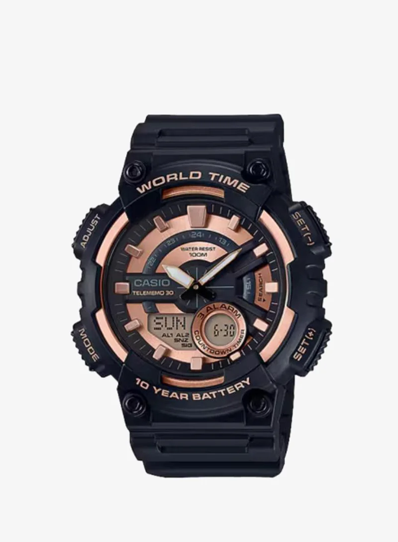 Casio Men's Analog-Digital Display Watch With Black Resin Strap - AEQ-110W-1A3