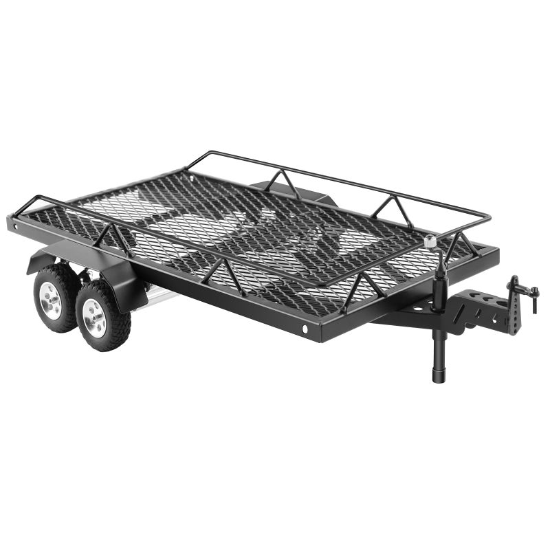 GIXCEL RC Trailer for Hauling Behind RC Car Metal Flatbed Trailer with Hook Hitch for 118 124 RC Crawler TRX4M FCX18 Ascent18 SCX24 FCX24 - Image 3