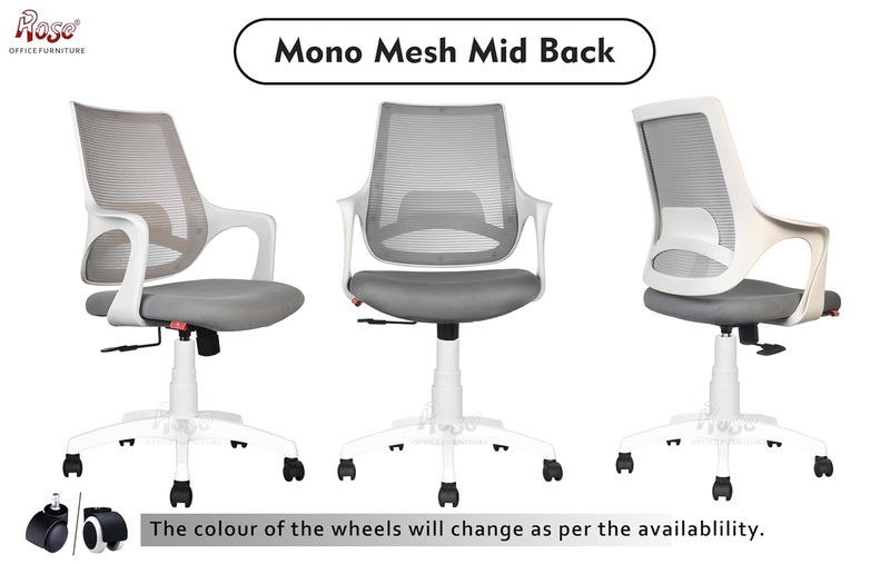 Rose ROSE Mono  3Years Warranty Included  Mesh MidBack Ergonomic Office Chair  Revolving Computer Chair  Work from Home Pearl White - Image 5