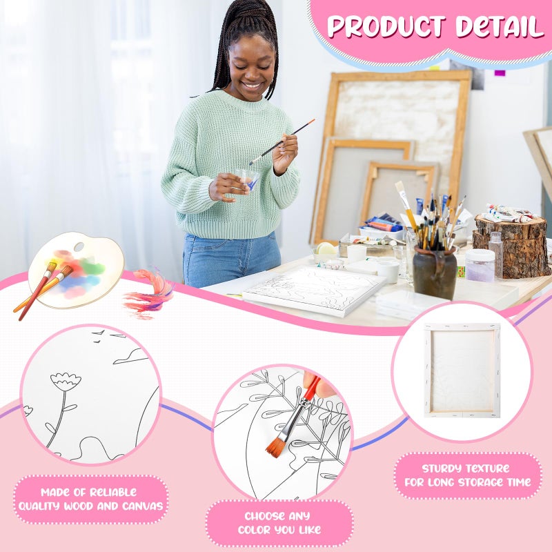 Sherr 75 Pcs 15 Set Sceneries Pre Drawn Canvas Kit for Painting Craft Sip and Paint Kit for Adults Summer Pre Printed Canvas Painting Favor for Virtual DIY Birthday Gifts Adult's Date Party - Image 3