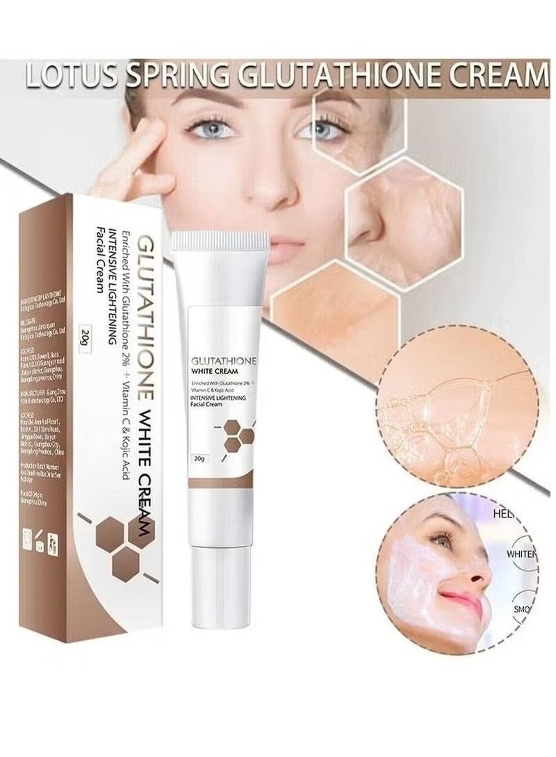 لانثوم Glutathione White Cream Facial Dark Spots Remover 2% Glutathione Face Cream Whitening Moisturizing Facial Cream Face Moisturizer Facial Skin Care Cream Intensive Lightening Facial Cream 20g - Image 3