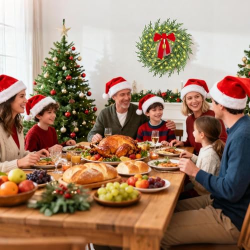 AMORISE Christmas Wreath with Lights,26" Real Touch Pine Wreath with Bow and Bell, Artificial Christmas Wreaths for Front Door,Outdoor Winter Wreath for Indoor,Wall,Window Festival Decor - Image 5