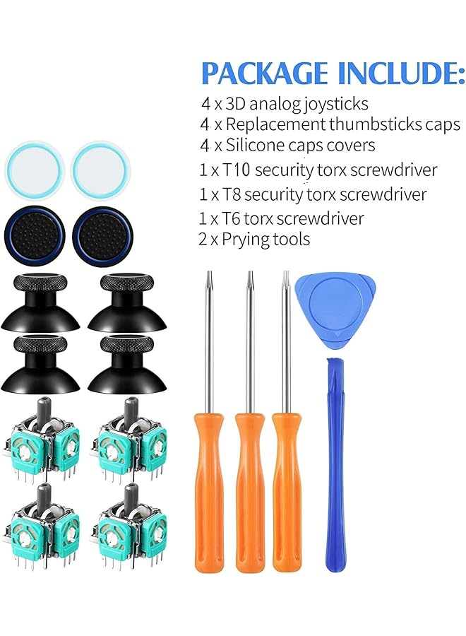Compatible With Xbox One Analog Joysticks Thumbstick Silicone Cap Cover Repair Kit For Xbox T6 T8 T10 Torx Screwdriver 3D Analog Joysticks Thumbstick Caps Silicone Button Cap Cover 17Pcs - Image 5