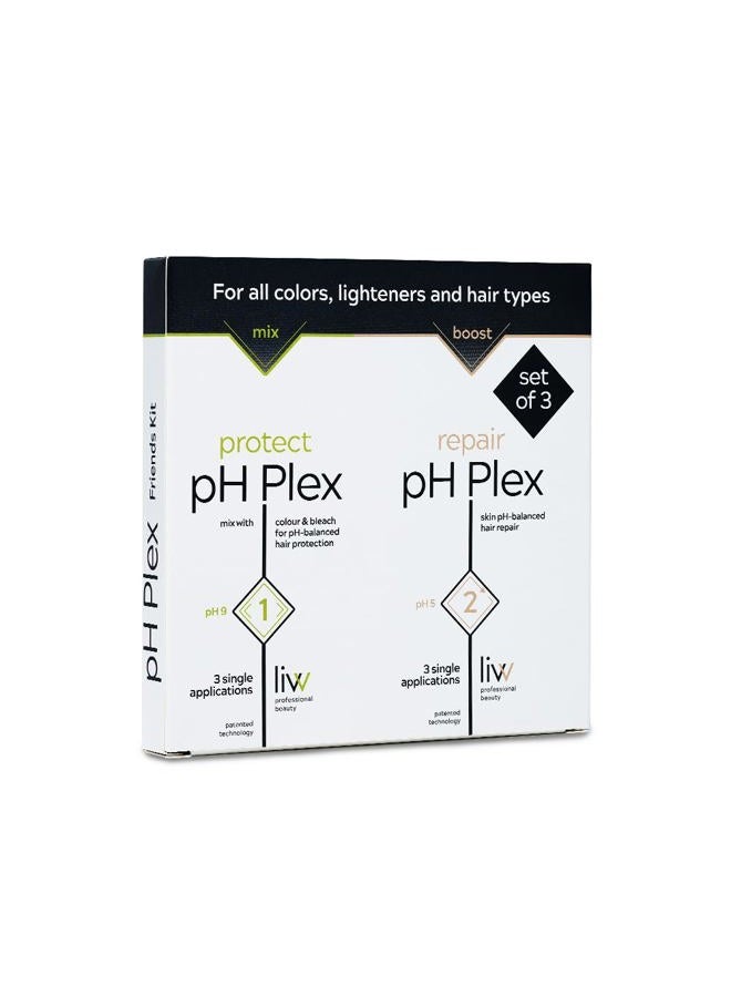 LIW pH Plex Steps 1&2 Protect & Repair Hair Care Treatment - Use with Home Hair Color & Bleach Products - Salon Quality Professional Results at Home - Friends Kit (3 Sachets of Steps 1 & 2)  - Image 1