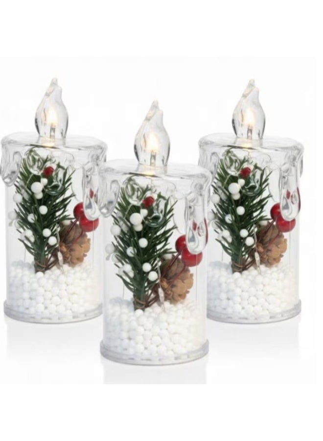 Winter Wonderland Christmas Candle Decor (11 cm) 3 pieces - Image 1