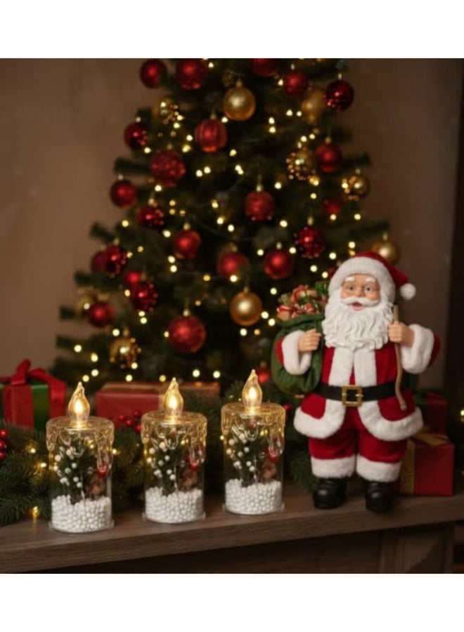 Winter Wonderland Christmas Candle Decor (11 cm) 3 pieces - Image 2