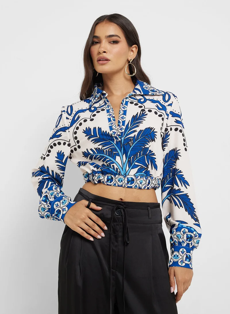 ايلا بلوزة قصيرة مطبوعة