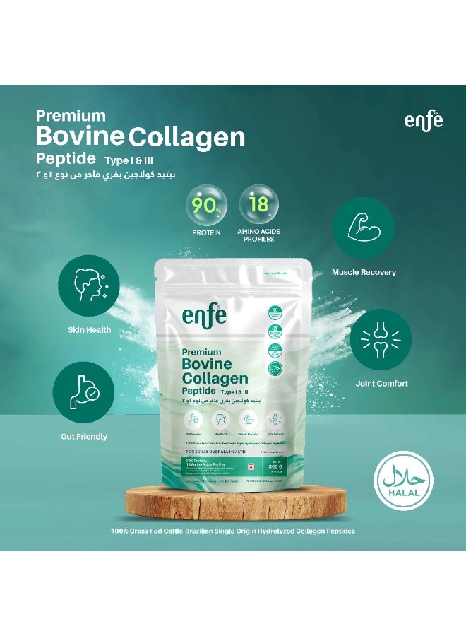 enfe Brazilian Bovine collagen Peptides,300g (Unflavored), 90% Protein & 18 Amino acids For overall health, 100% Grass-Fed & Halal - Image 3