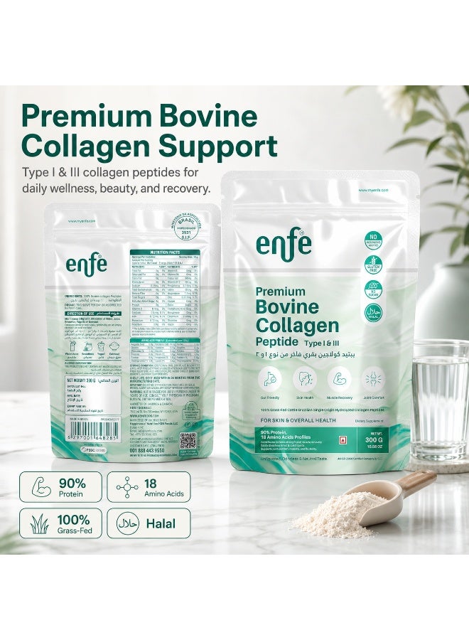 enfe Brazilian Bovine collagen Peptides,300g (Unflavored), 90% Protein & 18 Amino acids For overall health, 100% Grass-Fed & Halal - Image 5