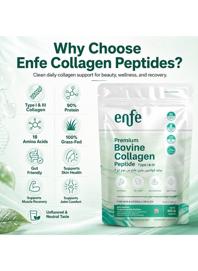 enfe Brazilian Bovine collagen Peptides,300g (Unflavored), 90% Protein & 18 Amino acids For overall health, 100% Grass-Fed & Halal - Image 2