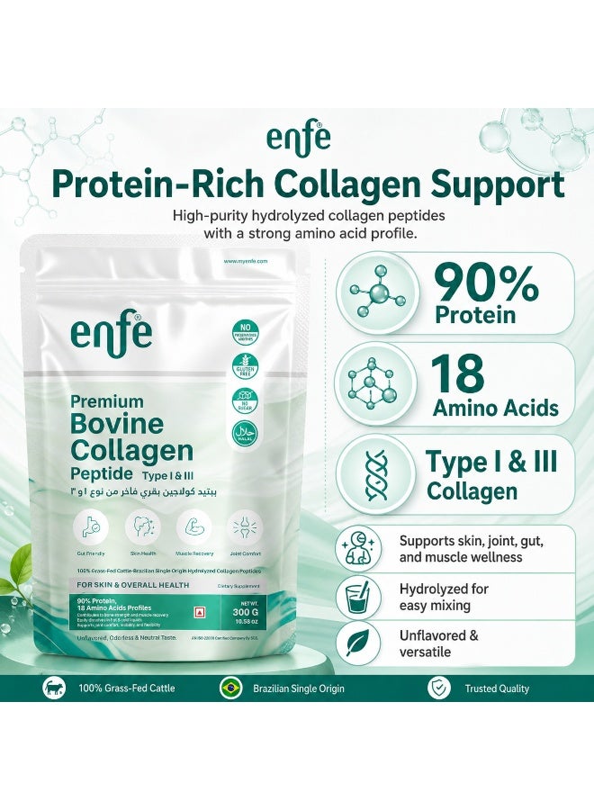 enfe Brazilian Bovine collagen Peptides,300g (Unflavored), 90% Protein & 18 Amino acids For overall health, 100% Grass-Fed & Halal - Image 3
