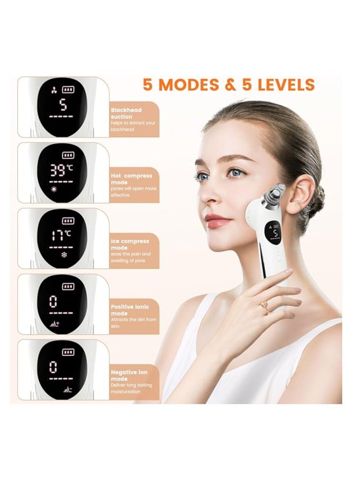 إم إي سي أحدث مكنسة كهربائية لإزالة الرؤوس السوداء من إم إي سي 2024 مع العناية بالحرارة والثلج، وضع تدليك الأيونات الإيجابية والسلبية، مستخرج الرؤوس البيضاء لحب الشباب الكهربائي، منظف المسام القابل لإعادة الشحن عبر USB، أدوات البثور - Image 3