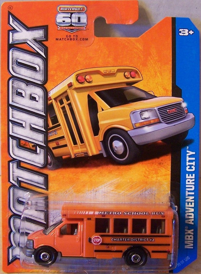 ماتش بوكس حافلة مدرسية GMC من Matchbox City Action صفراء اللون مصنوعة من قالب مصبوب رقم 42 بمقياس 1/64 لهواة الجمع - Image 3
