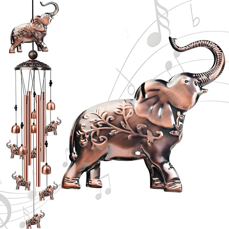 Nowpis 35 Inch Elephant Wind Chime Handmade Large Metal Animal Figurine Windchimes for Garden Decor Deep Soothing Bass Tones Wind Chimes for Outside Memorial Gifts for Patio Yard Porch - Image 2