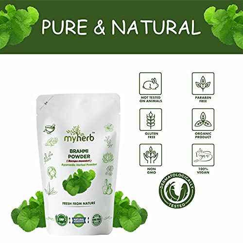 MYHERB Pure Natural 100% Organic Brahmi (Bacopa Monnieri) Powder || 227 Gm/0.5 Lbs || Ayurvedic Herbal Powder || Eco Friendly || For Men & Women - Image 4