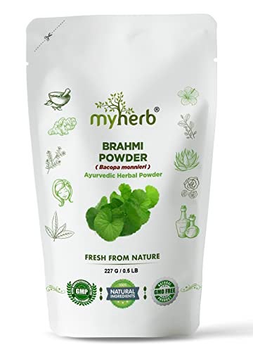 MYHERB Pure Natural 100% Organic Brahmi (Bacopa Monnieri) Powder || 227 Gm/0.5 Lbs || Ayurvedic Herbal Powder || Eco Friendly || For Men & Women - Image 1