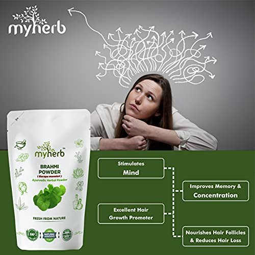 MYHERB Pure Natural 100% Organic Brahmi (Bacopa Monnieri) Powder || 227 Gm/0.5 Lbs || Ayurvedic Herbal Powder || Eco Friendly || For Men & Women - Image 3