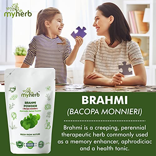MYHERB Pure Natural 100% Organic Brahmi (Bacopa Monnieri) Powder || 227 Gm/0.5 Lbs || Ayurvedic Herbal Powder || Eco Friendly || For Men & Women - Image 2