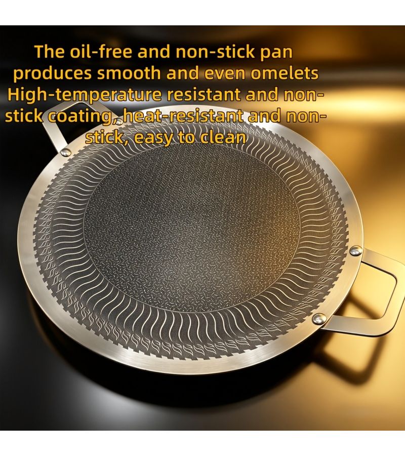 1 2 Set Non Stick Round Stainless Steel Outdoor Grill Pans Compatible With Induction Cooker Gas Stove And Electric Stove For Camping And Family Barbecue Xxl Size 13 39 Inch 14 96 Inch - Image 4
