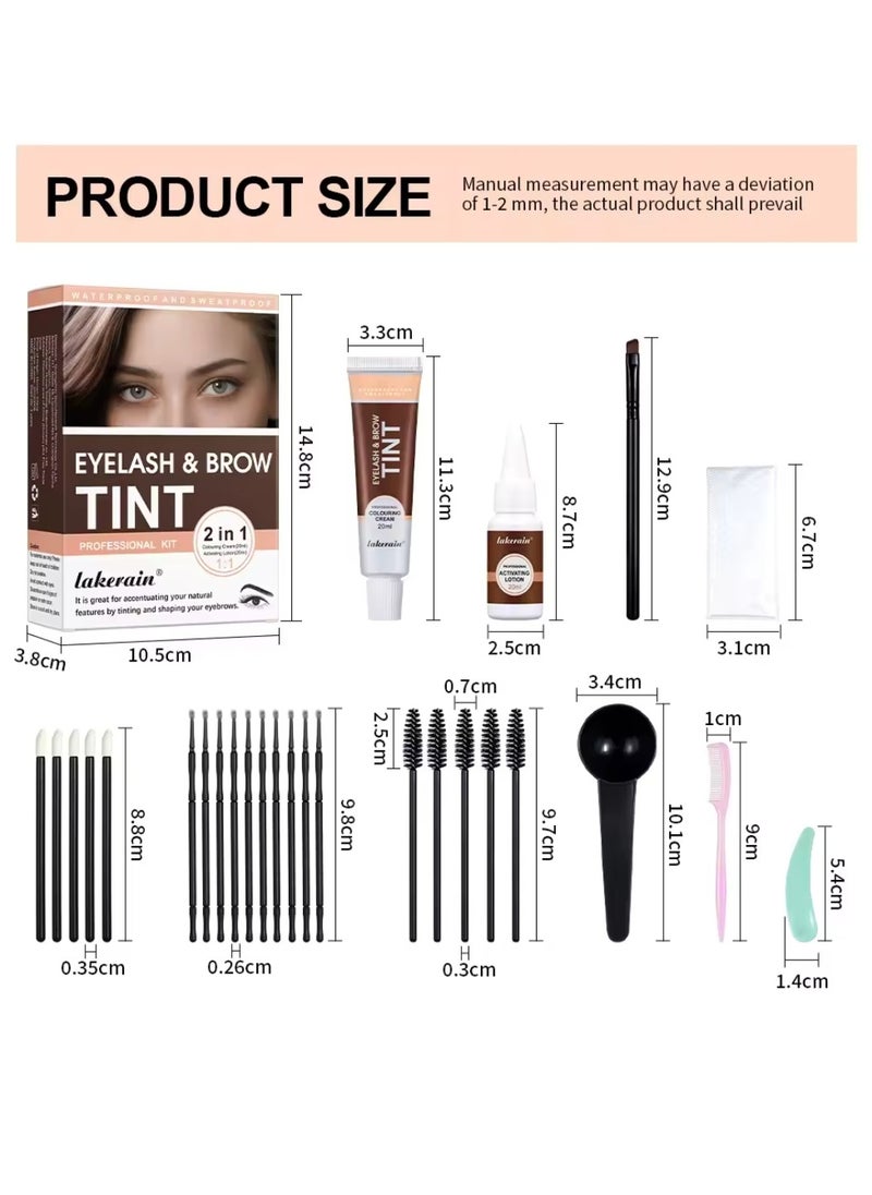 lakerain - Eyelash and Brow Tint Dye Color Black Kit 2 in 1 Brow and Lash Tint Professional Kit with Coloring Cream and Activating Lotion Eyebrow Tint Dye Kit Eyebrow Lash Color Kit 03 - Image 1