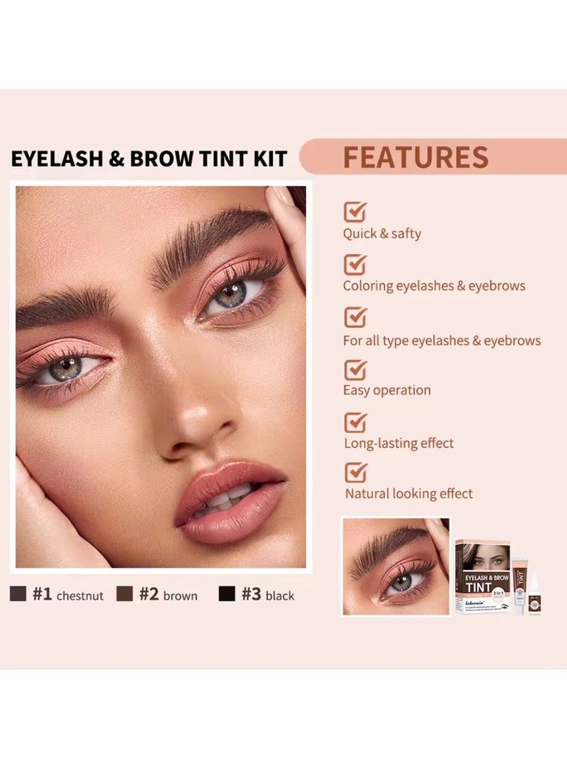 lakerain - Eyelash and Brow Tint Dye Color Black Kit 2 in 1 Brow and Lash Tint Professional Kit with Coloring Cream and Activating Lotion Eyebrow Tint Dye Kit Eyebrow Lash Color Kit 03 - Image 1