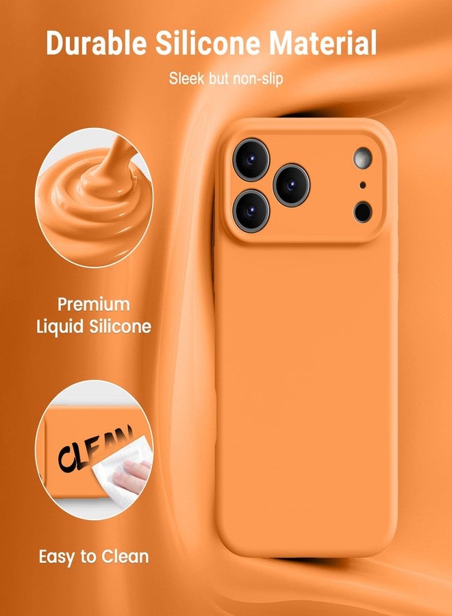 اوتوفلاي جراب OTOFLY المغناطيسي لهاتف iPhone 17 Pro Max، متوافق مع Magsafe، جراب كلاسيكي من السيليكون السائل، زر تحكم مدمج بالكاميرا، بطانة من الألياف الدقيقة مقاومة للخدش، برتقالي - Image 3