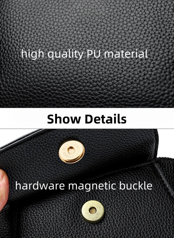 Women's PU Leather Shoulder Bag, Ladies Waterproof and Wear-resistant Crossbody Bag Sling Bag Side Bag Carry Bag, Korean Style Small Bag Satchel Bag Beach Bag Phone Bag for Girls/College Students - Image 3