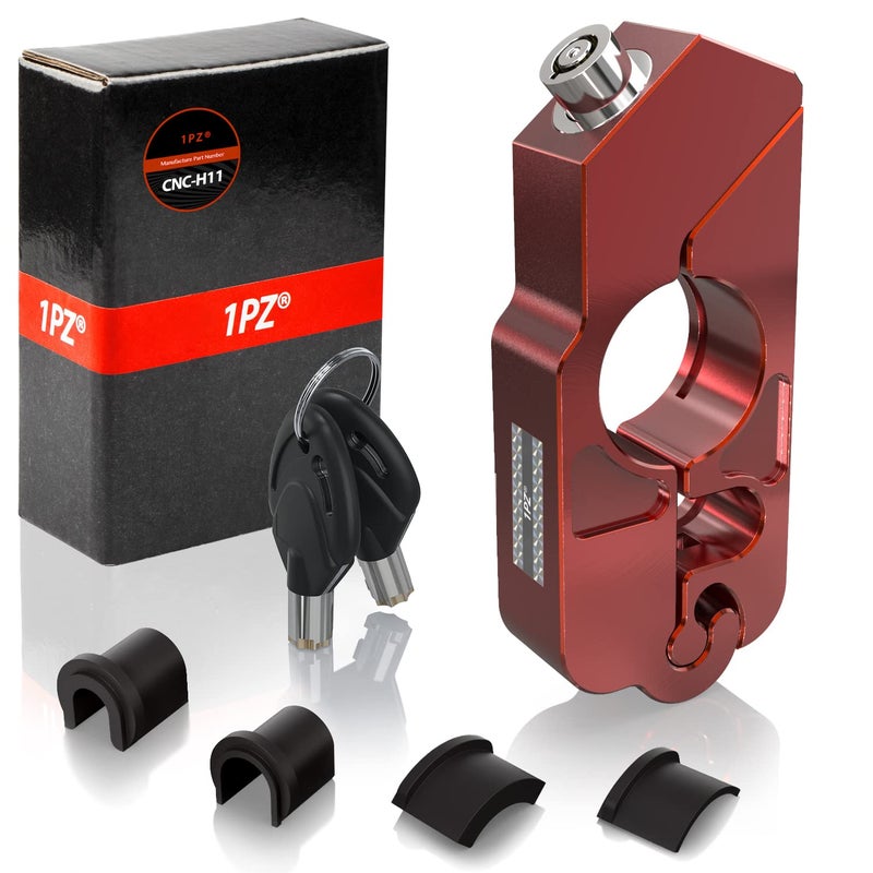 1PZ 1PZ UKT-TS3 Motorcycle Handlebar Lock Brake Clutch Lever Security Locks Theft Protection Anti-thief for Motorbike ATV Scooter(Red)  - Image 1