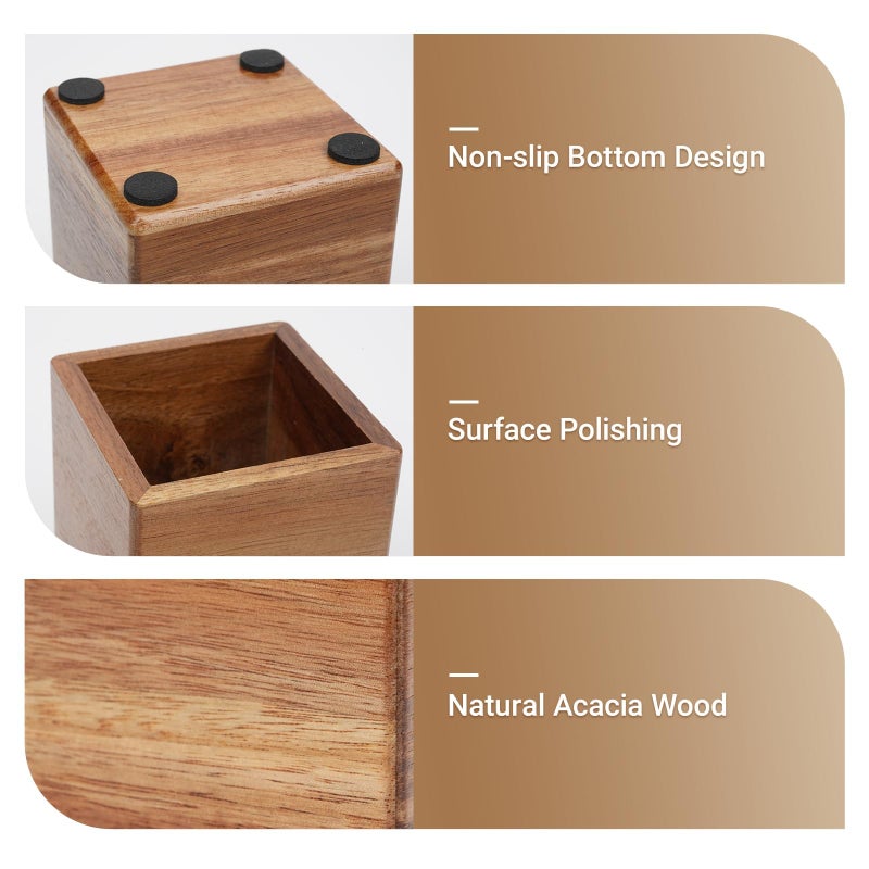 RAWILL 3 PCS Black Wooden Desk Organizer Set Pine Wood Office Desk Accessories with Pen Holder, Paperclip Storage and Sticky Note Holder, Wood Grain Clear, Ideal Gift for Office and Family - Image 5