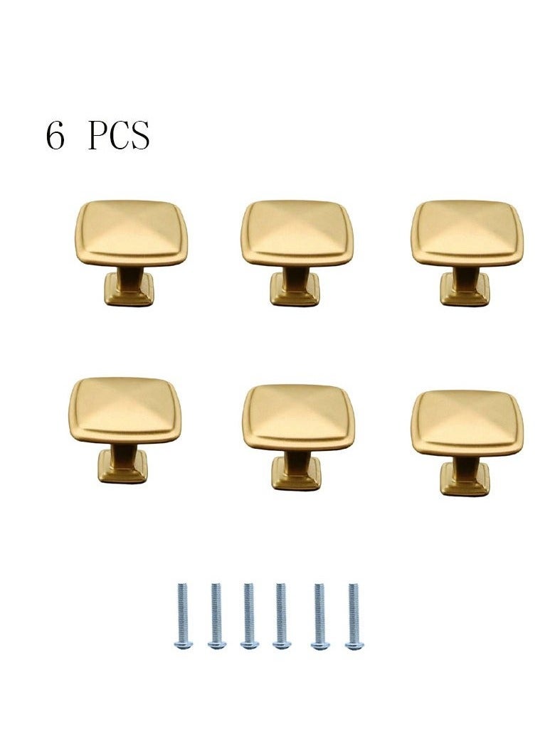 6-Pack Zinc Alloy Cabinet Knob Handles, 32mm Square Drawer Door Cabinet Handles Gold  - Image 1
