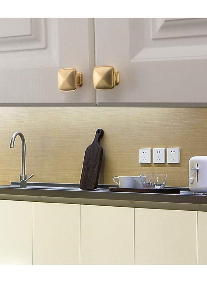 6-Pack Zinc Alloy Cabinet Knob Handles, 32mm Square Drawer Door Cabinet Handles Gold  - Image 3