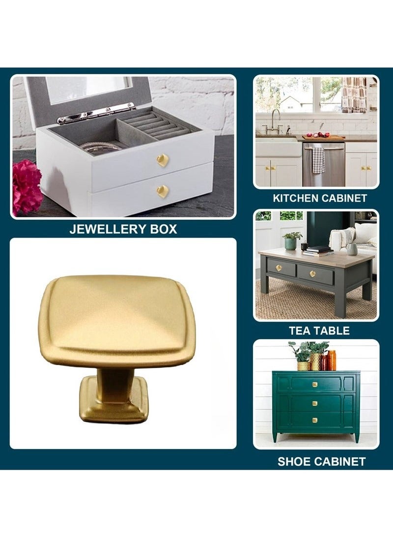 6-Pack Zinc Alloy Cabinet Knob Handles, 32mm Square Drawer Door Cabinet Handles Gold  - Image 4