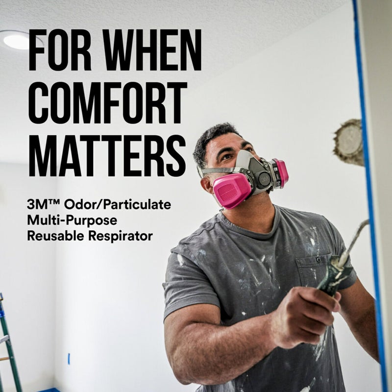 3M P100/OV Odor/Particulate Multi-Purpose Reusable Respirator 65021, Medium Size, NIOSH-APPROVED Organic Vapor Cartridge & P100 Rated Filters, Flexible, Thermoplastic Faceseal For Comfort (65021H1-DC) - Image 5