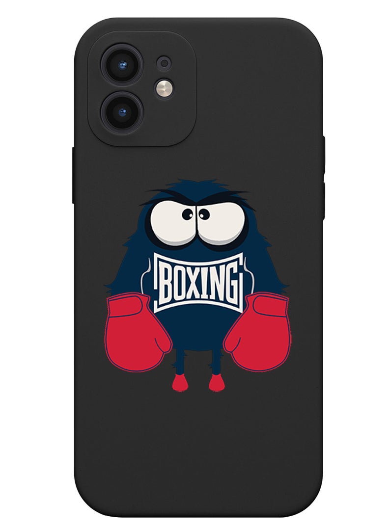 Theodor غطاء سليم واقي من السيليكون السائل مع حماية كاملة للجسم مضاد للخدش وصدمات لجهاز آيفون 12 باللون الأسود - نسخة فتى - Image 1