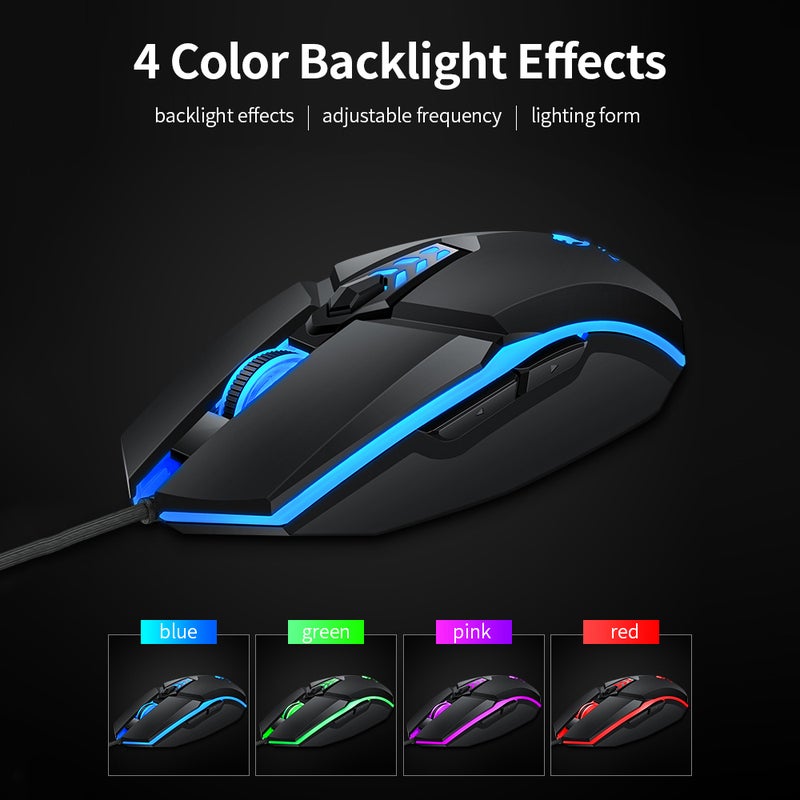 T-WOLF G510 Wired Gaming 6 Button 4 Color Backlight 800-3200 Adjustable DPI Office for Laptop/PC - Image 3