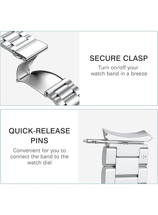 ELTRAZONE Silver Stainless Steel Metal Band for Samsung Galaxy Watch 7FE/6/5/4 (40mm/44mm) & Galaxy Watch 5 Pro (45mm), Galaxy Watch 6 Classic (43mm/47mm), Galaxy Watch 4 Classic (42mm/46mm) - No Gap Design - Image 4