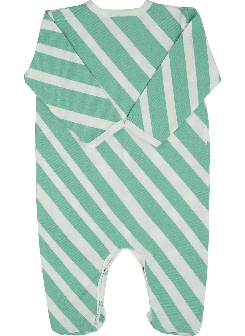 Jrmori Sideways Stripe Printed Jumpsuit with Snap Fasteners  - Image 2