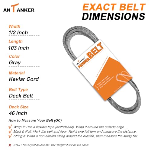 Antanker 754-04219 Deck Belt, Fit for 46'' Deck Replace for Cub Cadet/MTD 754-04219 954-04219, 103'' Kevlar Belt - Image 4