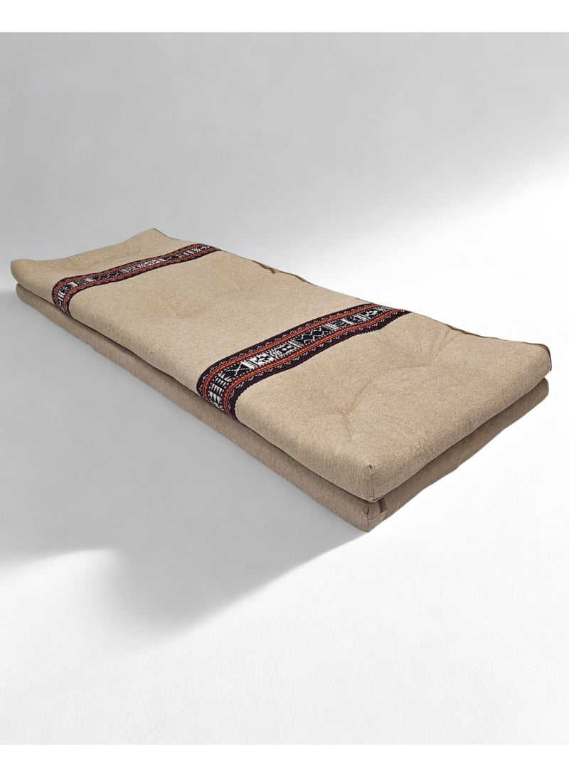 سمارت هوم جلسة أرضية تراثية عربية لأربعة أشخاص 4 قطع  بمقاس (طول 70 سم × عرض 200 سم × ارتفاع 60 سم) – مفروشات مجالس عربية مريحة مع مسند وظهر مزخرف – جلسة أرضية للمنزل، الضيوف، المخيمات والرحلات - مجلس يكفي 4 اشخاص - Image 5