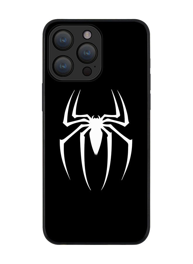 Stylizedd Cover for iPhone 15 Pro Max Case Rugged Black Slim fit Soft Flexible Anti Drop TPU Gel Thin Protective Phone Cases - Spidermark (Black) - Image 1