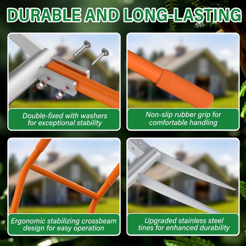 VASALAID Broadfork 5-Tine Broad Fork for Gardening Ergonomic U-Shaped Design Heavy Duty Broadfork Tool for Gardening Cultivating Farm Garden Digging Crushing Aerate Soil - Image 4