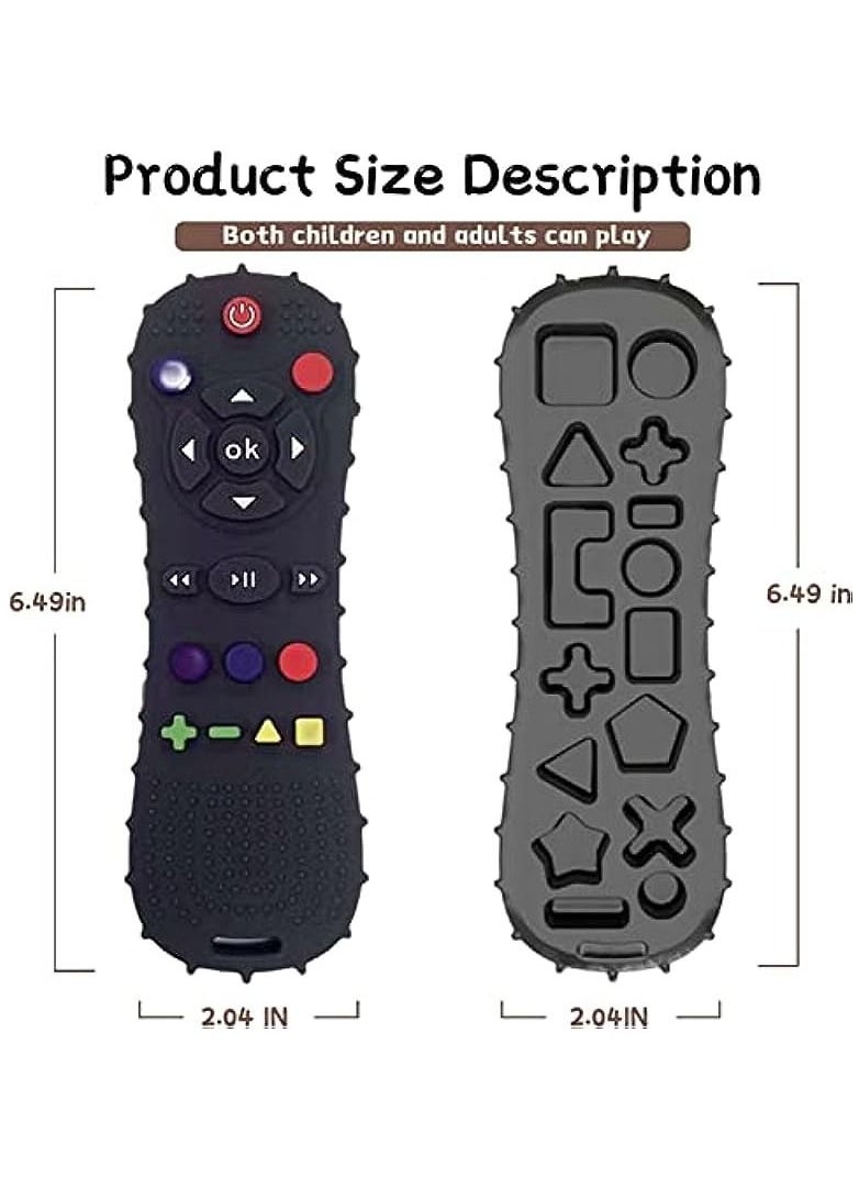 Excefore - Soft Chew Toys with TV Remote Control Shape Early Educational Sensory Toy Teething Relief and Soothe Sore Gum Infant Teether for 3-6 Months Black - Image 1