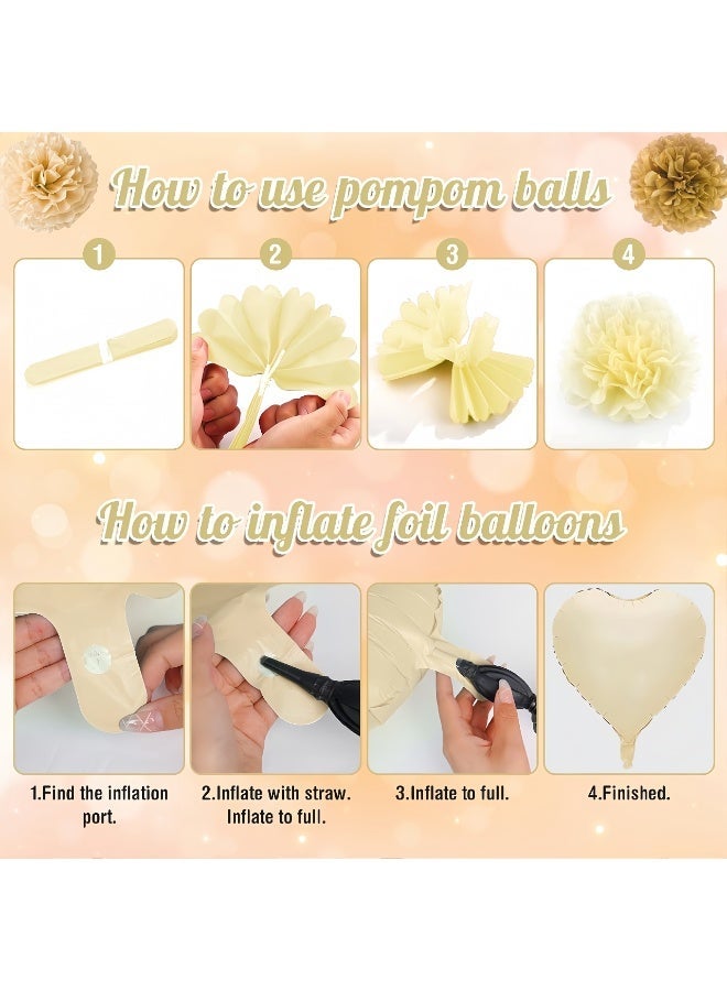 Balloon World 42-Pack Beige Gold Series Bride to Be Decorative - Includes Bride to Be, a bow, a diamond ring, heart-shaped foil balloons, decorative balls, a rain curtain, and latex balloons. For Bachelorette Party Decorations, Bridal Shower, Party Decor and Supplies - Image 5