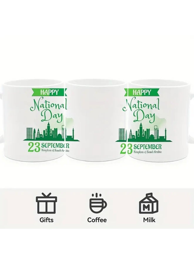 كوب اليوم الوطني السعودي ١١ أونصة، هدايا اليوم الوطني، هدايا المملكة العربية السعودية، هدية رمضان وعيد الفطر قابلة لإعادة الاستخدام للأصدقاء والعائلة، بطابع ثقافي شرق أوسطي، احتفالي - Image 5