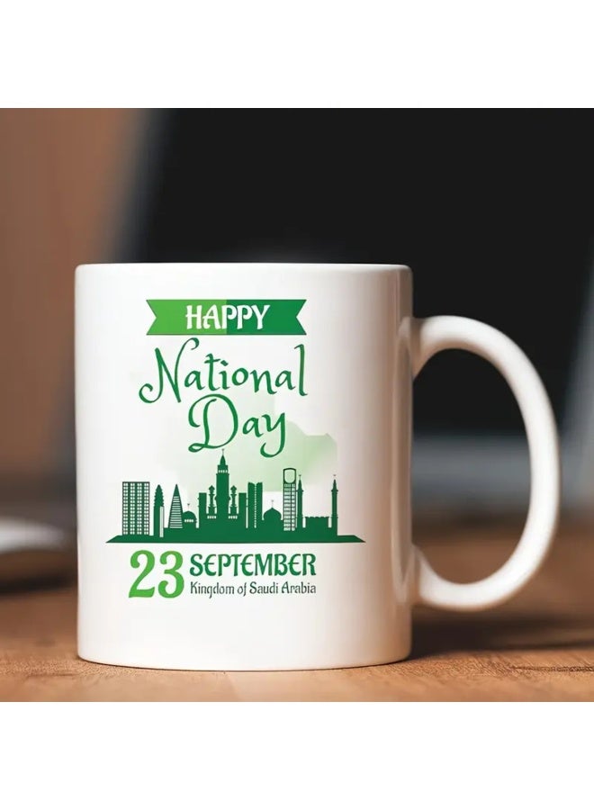 كوب اليوم الوطني السعودي ١١ أونصة، هدايا اليوم الوطني، هدايا المملكة العربية السعودية، هدية رمضان وعيد الفطر قابلة لإعادة الاستخدام للأصدقاء والعائلة، بطابع ثقافي شرق أوسطي، احتفالي - Image 4