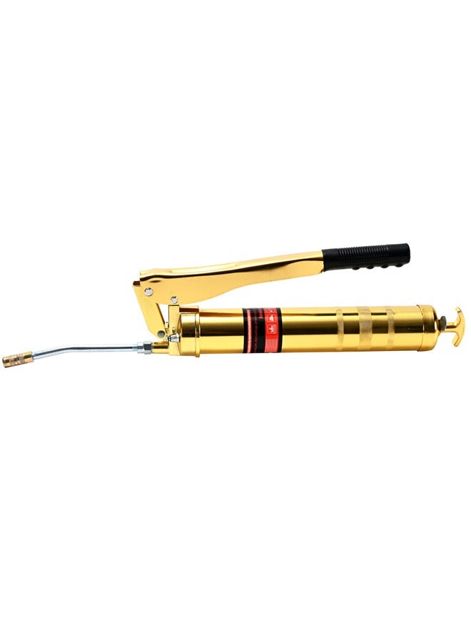 Top Grade Grease Gun - Gold - Heavy-Duty Dual Piston High-Pressure Hand Pump for Automotive and Industrial Lubrication - Ergonomic Design with Easy-Load Mechanism and Pressure Gauge Included - Image 1
