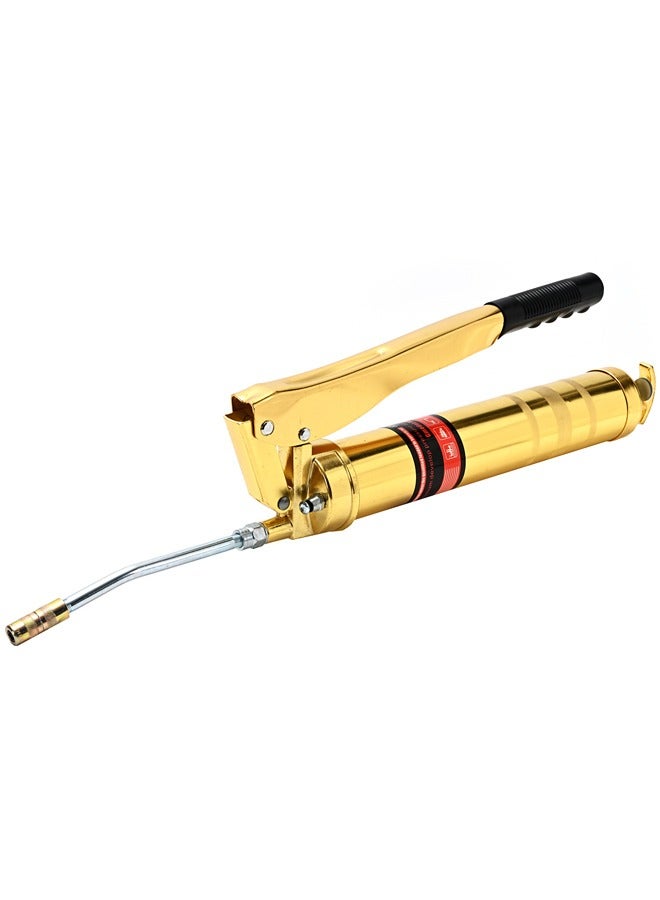 Top Grade Grease Gun - Gold - Heavy-Duty Dual Piston High-Pressure Hand Pump for Automotive and Industrial Lubrication - Ergonomic Design with Easy-Load Mechanism and Pressure Gauge Included - Image 2