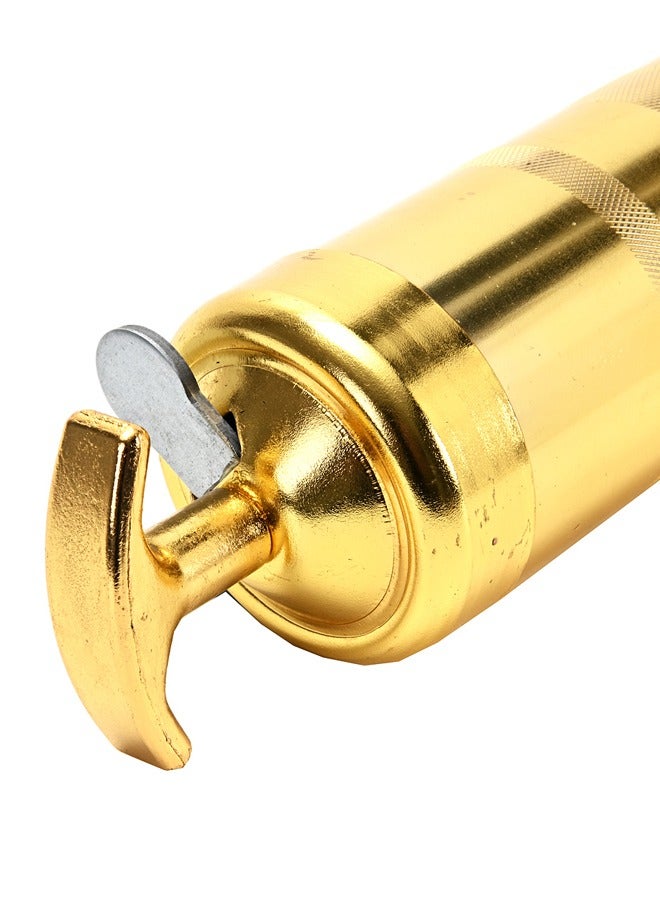 Top Grade Grease Gun - Gold - Heavy-Duty Dual Piston High-Pressure Hand Pump for Automotive and Industrial Lubrication - Ergonomic Design with Easy-Load Mechanism and Pressure Gauge Included - Image 5