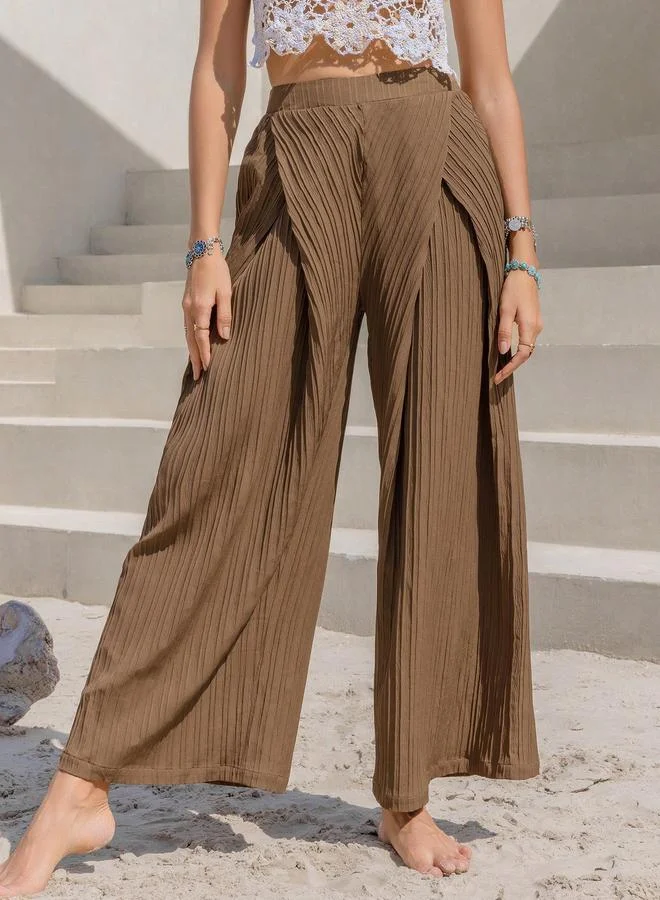 Take Two Take Two Pintuck Design Layered Straight Leg Culotte Pants
